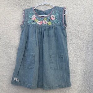 GAP Blue Denim Dress with Floral Embroidery